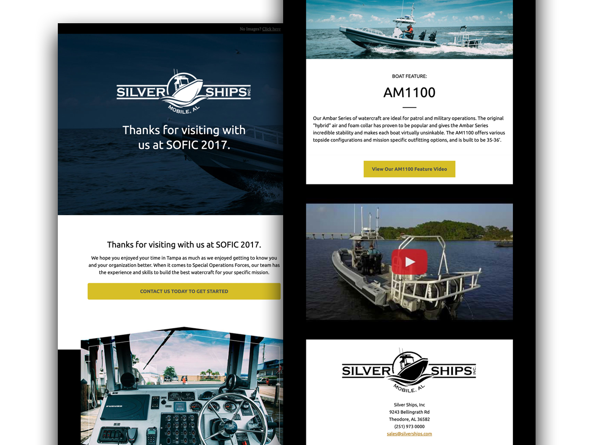 Mockup of a Silver Ships email.